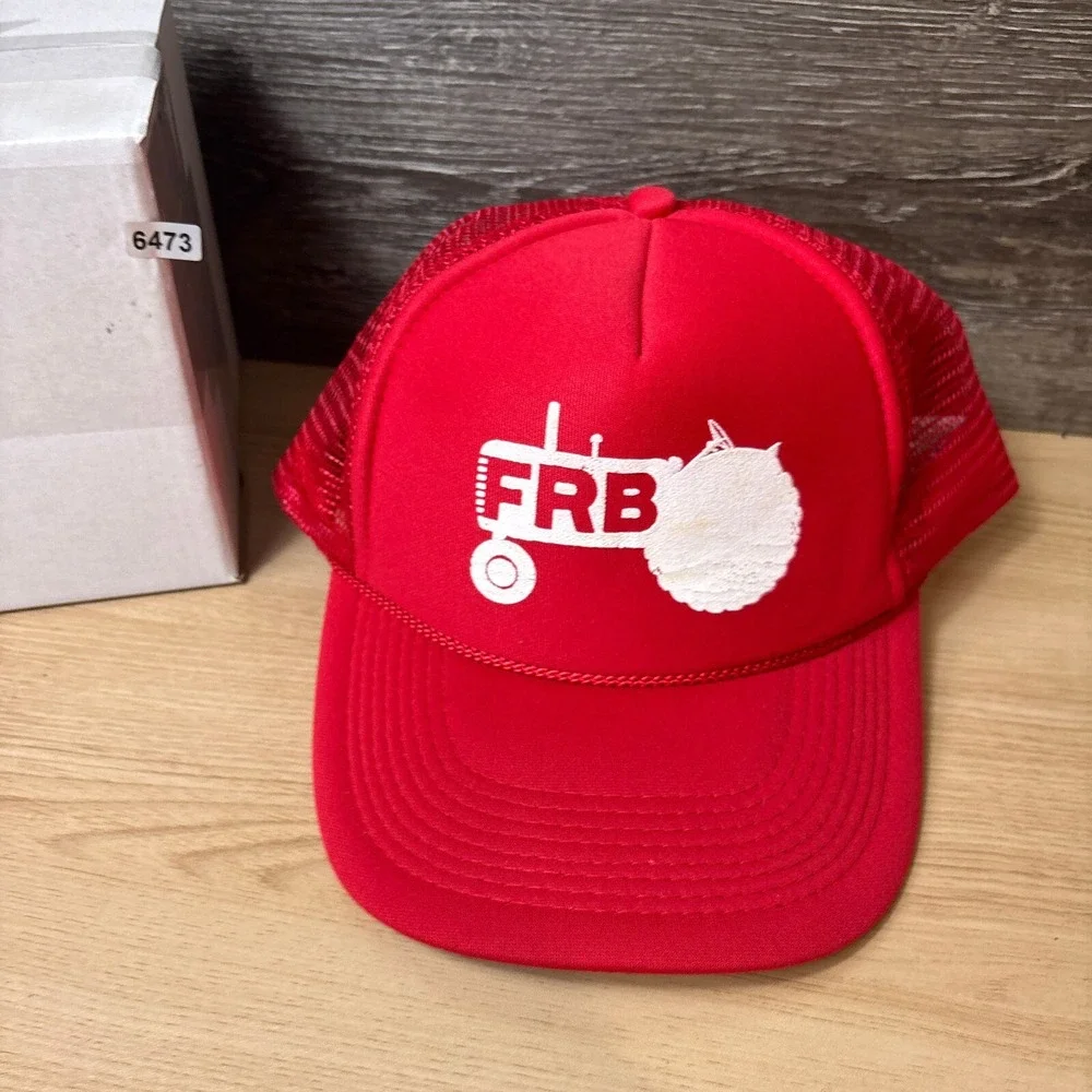 Vintage FRB Hat Cap Snapback‎ Red Trucker Tractor Farming Adjustable